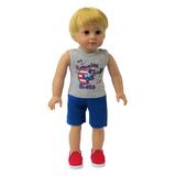 American Fashion World Doll Clothing - Gray & Blue 'America Rocks' Outfit for 18'' Doll