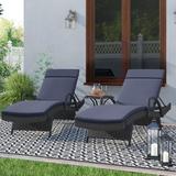 Sol 72 Outdoor™ Rebello 79.25" Long Reclining Chaise Lounge Set w/ Cushions, Resin in Gray/Green, Size 38.5 H x 27.5 W x 79.25 D in | Wayfair