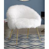 Inspired Home Accent Chairs White - White Pamela Faux Fur Accent Chair
