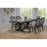 Gracie Oaks Toupin Double Pedestal Deco Transitional X-Back 5-Piece Solid Wood Dining Set Wood in Black/Brown/Gray, Size 30.0 H in | Wayfair