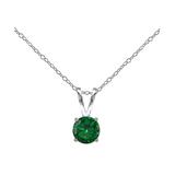Enduring Jewels Women's Necklaces silver - Emerald & Sterling Silver Round Solitaire Pendant Necklace