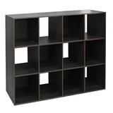 Rebrilliant Emilee Stackable 12 Open Wood Cube Bookcase Wood in Black/Brown, Size 35.9 H x 47.5 W x 11.7 D in | Wayfair