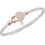Diamond Heart Lock & Key Braided Mesh Bangle Bracelet (1/4 Ct. T.w.) In Sterling Silver & 14k Rose Gold-plate - Metallic - Macy's Bracelets