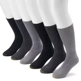 Men's GOLDTOE 6-pack Harrington Extended Sizes Crew Socks, Size: 12-16, Gray Grey