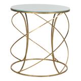 SAFAVIEH Dining Tables GOLD/WHITE - Sergio White Glass-Top Accent Table