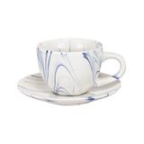 kathy ireland Cups and Saucers - White & Blue Ripple Teacup & Saucer