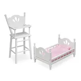 Badger Basket English Country Baby Doll Furniture High Chair/Bed Playset, Multicolor