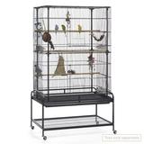 Tucker Murphy Pet™ Cottle Playtop Flight Cage w/ Casters Steel in Black/Gray, Size 63.0 H x 23.0 W x 37.0 D in | Wayfair