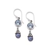 Samuel B. Collection Women's Earrings Silver, - Blue Topaz & Cultured Pearl Drop Earrings