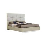 Orren Ellis Kyles Platform Bed Wood & Upholstered/Leather Match/ in Brown/Gray, Size 58.0 H x 81.0 W x 61.0 D in | Wayfair