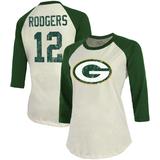 Women's Fanatics Branded Aaron Rodgers Cream/Green Green Bay Packers Player Raglan Name & Number 3/4-Sleeve T-Shirt