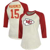Women's Fanatics Branded Patrick Mahomes Cream/Red Kansas City Chiefs Player Raglan Name & Number 3/4-Sleeve T-Shirt