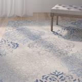 One Allium Way® Thora Floral Wool Light Gray/Area Rug Wool in Blue, Size 96.0 W x 0.4 D in | Wayfair ONAW2483 40675865