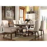 Gracie Oaks Gebhart 7 Piece Dining Set Wood/Upholstered Chairs in Brown, Size 30.0 H in | Wayfair 42968A9D023244E591230B0D82FF3410