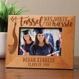Winston Porter Winn Worth the Hassle Personalized Picture Frame Wood in Brown, Size 6.75 H x 8.75 W x 0.75 D in | Wayfair