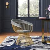 Willa Arlo™ Interiors Bryana Velvet Windsor Back Arm Chair Upholstered/Velvet in Yellow/Black, Size 28.0 H x 28.0 W x 23.0 D in | Wayfair