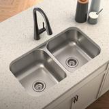 Moen 1800 Series 31.75" L x 18.25" W Undermount Double Bowl Stainless Steel Kitchen Sink Stainless Steel in Gray, Size 10.0 H x 31.75 W x 18.25 D in