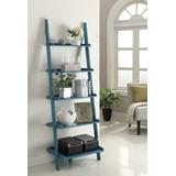 French Country Bookshelf Ladder in Blue Finish - Convenience Concepts 8043391BE