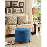 Round Ottoman in Blue Finish - Convenience Concepts 163060FBE