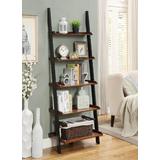 French Country Bookshelf Ladder in Dark Walnut / Black - Convenience Concepts 8043391DWN