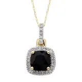"Onyx & 1/8 Carat T.W. Diamond 10k Gold Halo Pendant Necklace, Women's, Size: 18"", Black"