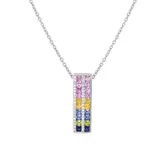 "Sterling Silver Lab-Created Multicolor Sapphire Pendant Necklace, Women's, Size: 18"""