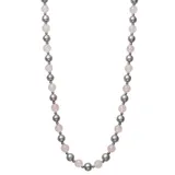 "Sterling Silver Gray Freshwater Cultured Pearl & Rose Quartz Necklace, Women's, Size: 18"", Pink"