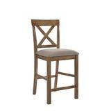Martha II Counter Height Chair (Set-2) in Tan Linen & Weathered Oak - Acme Furniture 70832
