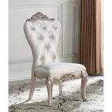 Gorsedd Side Chair (Set-2) in Cream Fabric & Antique White - Acme Furniture 67442