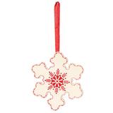 The Holiday Aisle® Snowflake Hanging Figurine Ornament Wood in Brown/Red, Size 4.25 H x 4.25 W x 0.25 D in | Wayfair