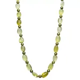 "Sterling Silver Green Freshwater Pearl & Baroque Lemon Quartz Necklace, Women's, Size: 20"", Yellow"