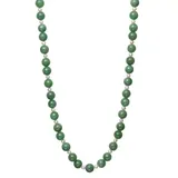 "Sterling Silver Freshwater Pearl and Dyed Green Jade 24"" Necklace, Women's"