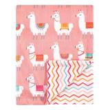 Hudson Baby Girls' Receiving and Stroller Blankets Llama - Pink Llama Reversible Stroller Blanket