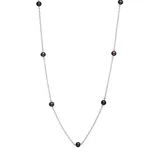 "14k White Gold Freshwater Cultured Pearl Station Necklace, Women's, Size: 18"", Black"