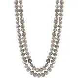 Dyed Freshwater Cultured Pearl Long Double Strand Necklace, Women's, Grey