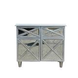 Rosdorf Park Mcnally 2 Door Mirrored Accent Cabinet Wood/Metal in Gray, Size 30.5 H x 34.0 W x 20.0 D in | Wayfair D14F3D1B66D04BCF92B6DF3C6D2793C1
