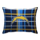 Los Angeles Chargers Plaid Plush Sherpa Bed Pillow - Blue