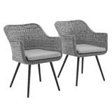 Endeavor Dining Armchair Outdoor Patio Wicker Rattan in Gray Gray (Set of 2) - East End Imports EEI-3181-GRY-GRY-SET
