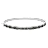 "Sterling Silver 1/2 Carat T.W. Black & White Diamond Bangle Bracelet, Women's, Size: 7"", Multicolor"