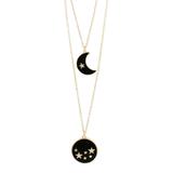 ZAD Women's Necklaces - Black & Goldtone Celestial Enamel Layered Pendant Necklace