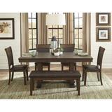 Foundstone™ Daria 6 Piece Dining Set Wood/Upholstered Chairs in Brown, Size 30.0 H in | Wayfair 79C10281B7214EA98390BA1D9E33D5F4