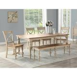 August Grove® Altin 6 Piece Extendable Solid Wood Dining Set Wood in Brown/White, Size 30.0 H in | Wayfair F8AFFCDC797E4F8AA6889A9695BD3D98