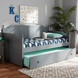 Baxton Studio Millie Cottage Farmhouse Grey Finished Wood Twin Size Daybed w/ Trundle - MG0010-Grey-Daybed