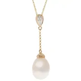 "PearLustre by Imperial 10k Gold Cultured Freshwater Pearl & Diamond Accent Pendant Necklace, Women's, Size: 18"", White"
