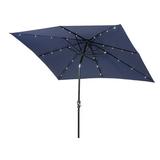 Arlmont & Co. Latavius Sun-Ray Solar 7' x 9' Rectangular Market Umbrella, Polyester in Blue/Navy, Size 97.64 H in | Wayfair