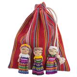 The Worry Doll League,'Set of 12 Guatemalan Worry Dolls with Pouch in 100% Cotton'