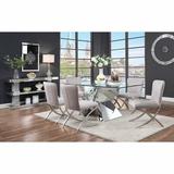 Everly Quinn Deb Upholstered 7 Piece Dining Set Glass, Size 30.0 H x 72.0 W x 40.0 D in | Wayfair 93432F18C02942CE9D7855030B7725B5