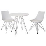 Orren Ellis Rabia 3 Piece Dining Set Plastic/Acrylic/Wood/Metal/Upholstered Chairs in White, Size 29.0 H in | Wayfair