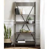 Walker Edison Bookcases & Bookshelves Grey - Gray Solid Wood Ladder Bookcase