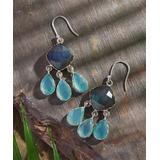 YS Gems Women's Earrings Blue - Labradorite & Aqua Chalcedony Drop Earrings
